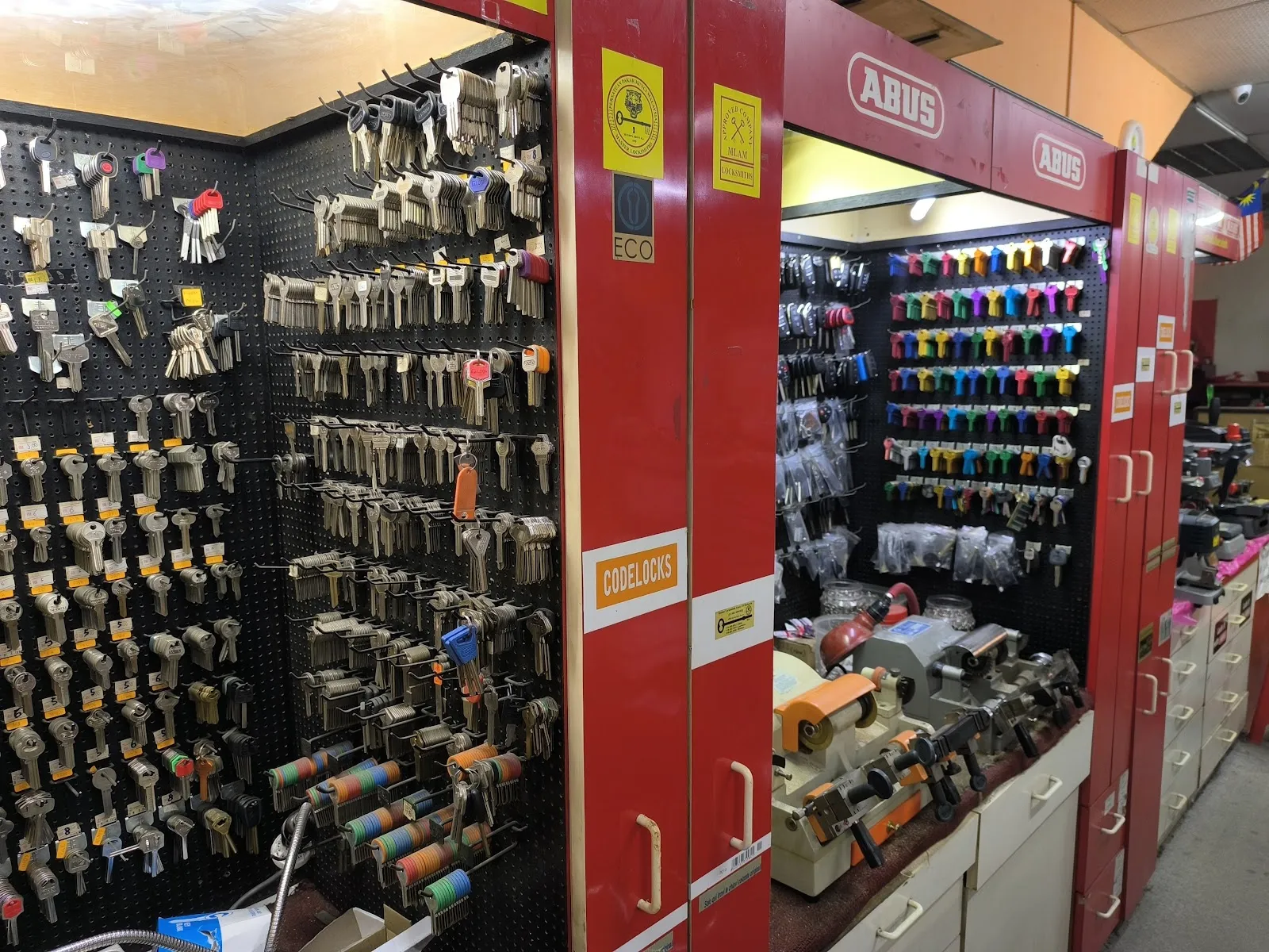 Key wall inside the shop